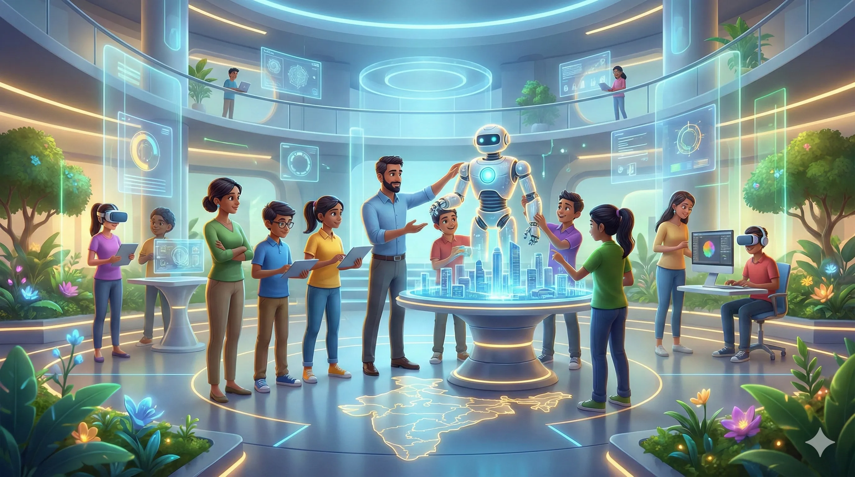 A group of diverse students working together